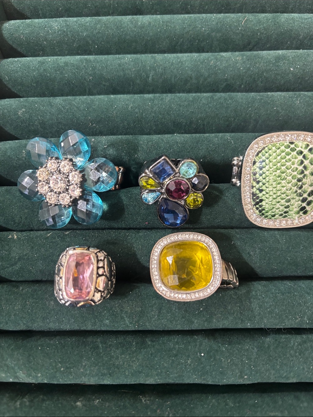 Colorful Gemstone Cocktail Ring - Yellow Center Stone
